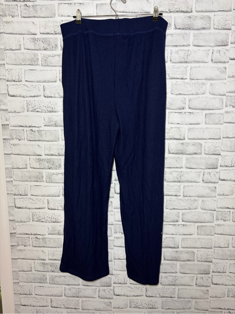 Lands' End Navy Ribbed Wide-Leg Pants - Picture 3 of 6